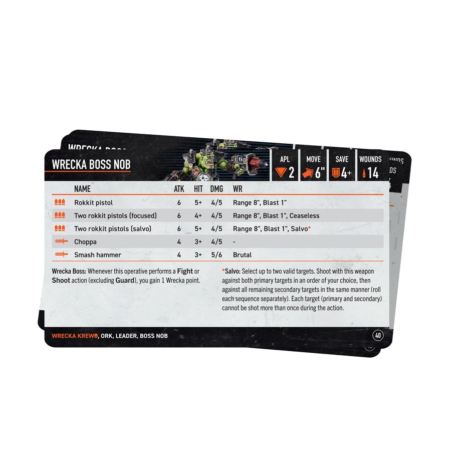 Warhammer 40k Kill Team: Wrecka Krew Datacards